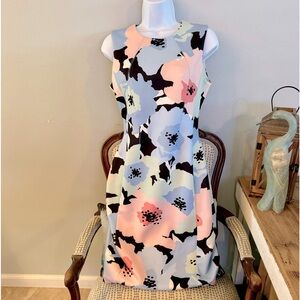 Calvin Klein, Baby Blue and Pink, Scuba Sheath Dress, Size 6